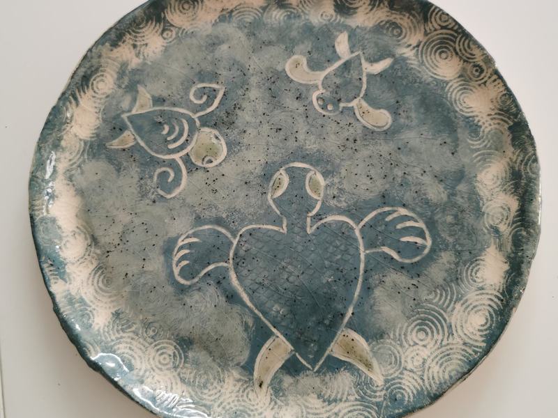Assiette tortues et bulles