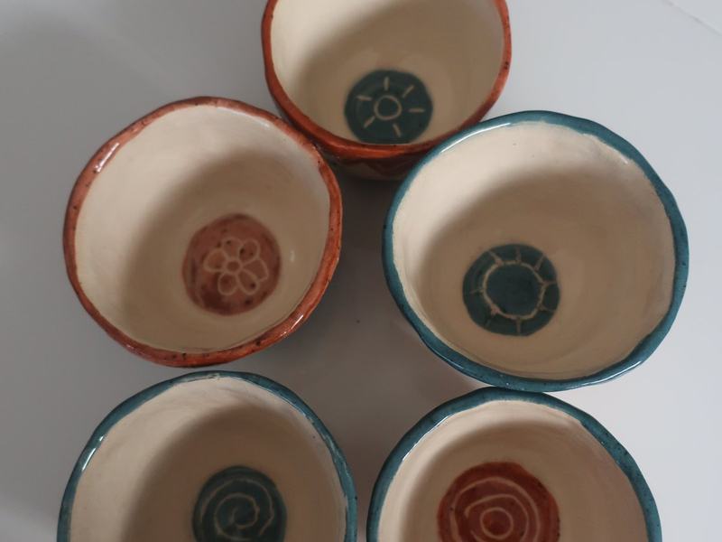 Intérieurs des tasses, vus du dessus